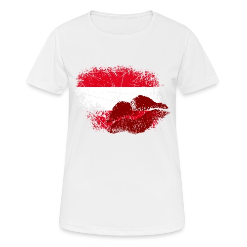 Fahne Österreich Kussmund/Lippen - Fanshirt - Frauen T-Shirt atmungsaktiv