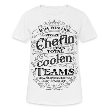 Stolze Chefin eines coolen Teams - Frauen T-Shirt atmungsaktiv - Weiß - Vorne - AI Model Female 172 dark (172cm)