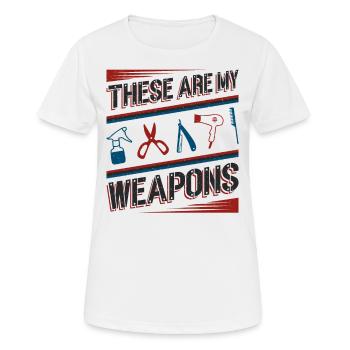 Ce sont mes armes dans le salon de coiffure - T-shirt respirant Femme - blanc - Devant - AI Model Female 172 dark (172cm)
