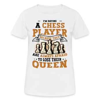 Dating mit einer Schachspielerin Schachfrau - Frauen T-Shirt atmungsaktiv - Weiß - Vorne - AI Model Female 172 dark (172cm)