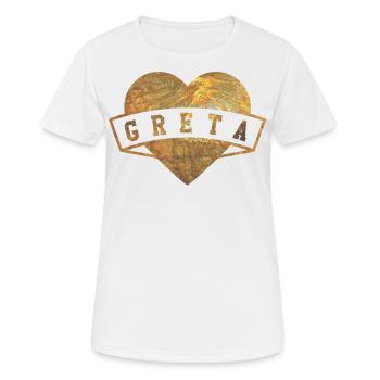 Greta Herzen Gold - Frauen T-Shirt atmungsaktiv - Weiß - Vorne - AI Model Female 172 dark (172cm)