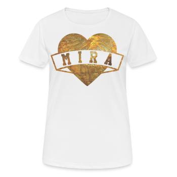 Mira Herzen Gold - Frauen T-Shirt atmungsaktiv - Weiß - Vorne - AI Model Female 172 dark (172cm)