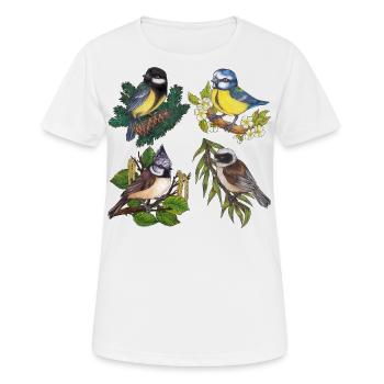 Niedliche Meisen Ornithologe Geschenk Vogelfreund - Frauen T-Shirt atmungsaktiv - Weiß - Vorne - AI Model Female 172 dark (172cm)