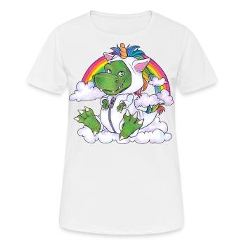 Dino Dinocorn süßer T-Rex im Einhorn Kostüm - Frauen T-Shirt atmungsaktiv - Weiß - Vorne - AI Model Female 172 dark (172cm)