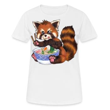 Niedlicher Roter Panda mit Ramen Nudeln Geschenk - Frauen T-Shirt atmungsaktiv - Weiß - Vorne - AI Model Female 172 dark (172cm)