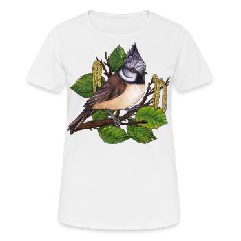 Niedliche Haubenmeise Naturliebhaber Ornithologe - Frauen T-Shirt atmungsaktiv - Weiß - Vorne - AI Model Female 172 dark (172cm)