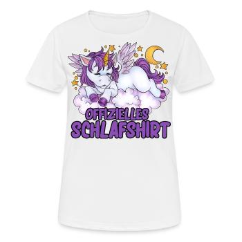 Mein offizielles Schlafshirt - schlafendes Einhorn - Frauen T-Shirt atmungsaktiv - Weiß - Vorne - AI Model Female 172 dark (172cm)