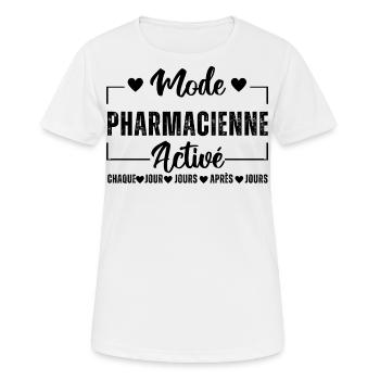 Mode pharmacienne activé humour pharmacie cadeau - T-shirt respirant Femme - blanc - Devant - AI Model Female 172 dark (172cm)