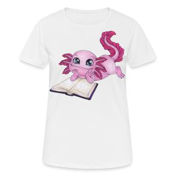 Axolotl Buchliebhaber Lesen Read a lot Geschenk - Frauen T-Shirt atmungsaktiv - Weiß - Vorne - AI Model Female 172 dark (172cm)