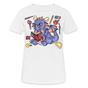 Niedlicher Drache Einschulung Kind Lesen - Frauen T-Shirt atmungsaktiv - Weiß - Vorne - AI Model Female 172 dark (172cm)