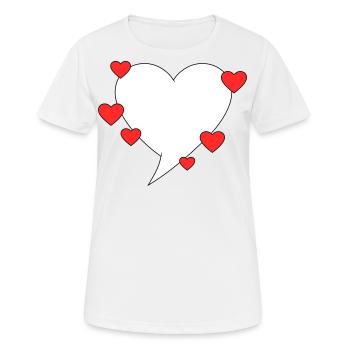 Bulle de dialogue avec des cœurs - T-shirt respirant Femme - blanc - Devant - AI Model Female 172 dark (172cm)