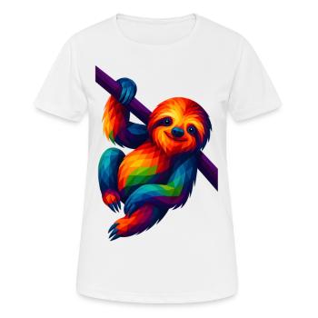 WPAP Style Polygon Animals - Sloth Hanging from Branch - Women's Breathable T-Shirt - white - Front - AI Model Female 172 dark (172cm)
