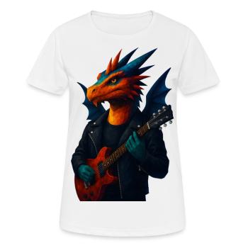WPAP Stil Tiere - Drachen Gitarrist - Frauen T-Shirt atmungsaktiv - Weiß - Vorne - AI Model Female 172 dark (172cm)