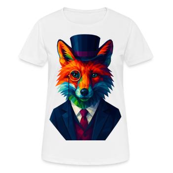 WPAP Style Animals - Renard Élégant Costume Monocle - T-shirt respirant Femme - blanc - Devant - AI Model Female 172 dark (172cm)