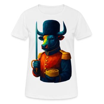 Animaux de style WPAP - Taureau en uniforme avec sabre - T-shirt respirant Femme - blanc - Devant - AI Model Female 172 dark (172cm)