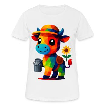 WPAP Polygon Kawaii Stil Tier Baby Kuh Milchkanne - Frauen T-Shirt atmungsaktiv - Weiß - Vorne - AI Model Female 172 dark (172cm)