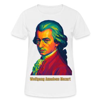 WPAP Polygon Portrait Wolfgang Amadeus Mozart - T-shirt respirant Femme - blanc - Devant - AI Model Female 172 dark (172cm)