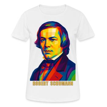 WPAP Polygon Portrait Robert Schumann Composer - Women's Breathable T-Shirt - white - Front - AI Model Female 172 dark (172cm)