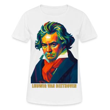 WPAP Polygon Portrait Ludwig van Beethoven - T-shirt respirant Femme - blanc - Devant - AI Model Female 172 dark (172cm)