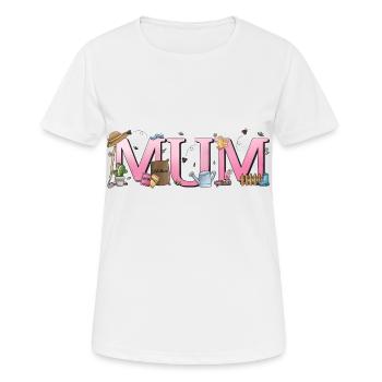 Schriftzug "Mum" Gärtnerin Geschenk - Frauen T-Shirt atmungsaktiv - Weiß - Vorne - AI Model Female 172 dark (172cm)