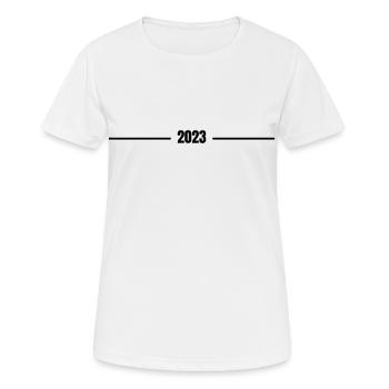 2023 - Jahr - Linie - Jahreswechsel - Frauen T-Shirt atmungsaktiv - Weiß - Vorne - AI Model Female 172 dark (172cm)