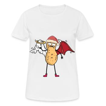 Nikolaus Erdnuss himmlisch teuflisch xmas Santa - Frauen T-Shirt atmungsaktiv - Weiß - Vorne - AI Model Female 172 dark (172cm)