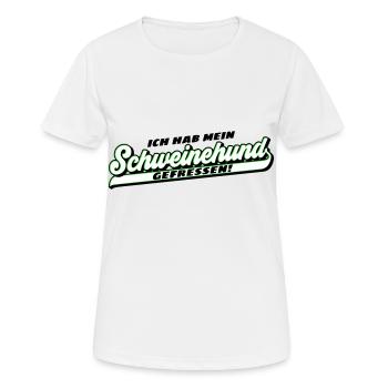 Farben änderbar | Schweinehund gefressen | mollig - Frauen T-Shirt atmungsaktiv - Weiß - Vorne - AI Model Female 172 dark (172cm)