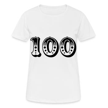 100 - Number - Number - Women's Breathable T-Shirt - white - Front - AI Model Female 172 dark (172cm)