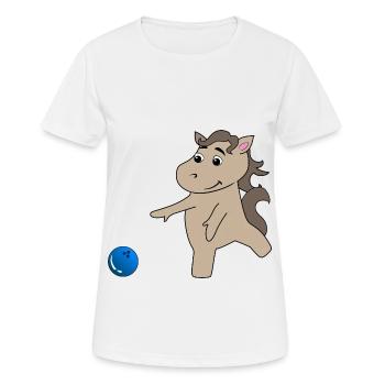 Pferd Fohlen spielt Bowling - Frauen T-Shirt atmungsaktiv - Weiß - Vorne - AI Model Female 172 dark (172cm)