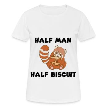 Mi-homme, mi-biscuit - T-shirt respirant Femme - blanc - Devant - AI Model Female 172 dark (172cm)