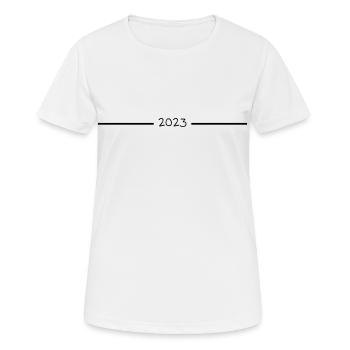 2023 - Jahr - Linie - Jahreswechsel - Frauen T-Shirt atmungsaktiv - Weiß - Vorne - AI Model Female 172 dark (172cm)