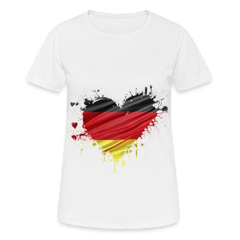 Drapeau de l’Allemagne drapeau coeur noir rouge or - T-shirt respirant Femme - blanc - Devant - AI Model Female 172 dark (172cm)