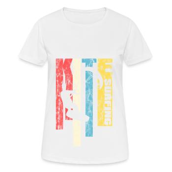 Kite surfing retro washed look surfer watersports - Women's Breathable T-Shirt - white - Front - AI Model Female 172 dark (172cm)