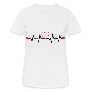 Herzschlag, Herz, Liebe, Paar - Frauen T-Shirt atmungsaktiv - Weiß - Vorne - AI Model Female 172 dark (172cm)