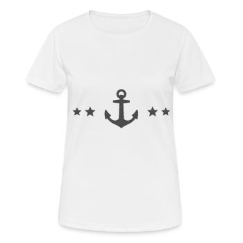 Anker - Frauen T-Shirt atmungsaktiv - Weiß - Vorne - AI Model Female 172 dark (172cm)