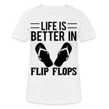 Flip Flops - Frauen T-Shirt atmungsaktiv - Weiß - Vorne - AI Model Female 172 dark (172cm)