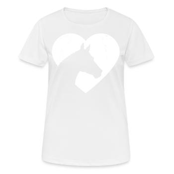 Silhouette tête de cheval cadeau coeur côté - T-shirt respirant Femme - blanc - Devant - AI Model Female 172 dark (172cm)