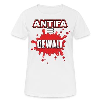 Antifa Gewalt Freie Medien Linksfaschisten Politik - Frauen T-Shirt atmungsaktiv - Weiß - Vorne - AI Model Female 172 dark (172cm)