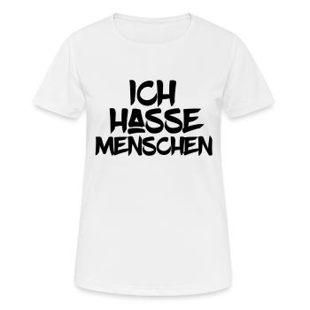 Je déteste les gens - T-shirt respirant Femme - blanc - Devant - AI Model Female 172 dark (172cm)