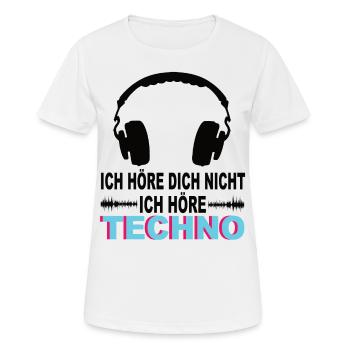 Techno - Frauen T-Shirt atmungsaktiv - Weiß - Vorne - AI Model Female 172 dark (172cm)