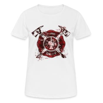 Feuerwehr Feuerwehrmann Feuerwehrhelm Blaulicht - Frauen T-Shirt atmungsaktiv - Weiß - Vorne - AI Model Female 172 dark (172cm)