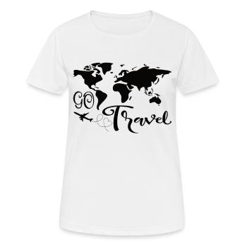 Reisen - Frauen T-Shirt atmungsaktiv - Weiß - Vorne - AI Model Female 172 dark (172cm)