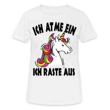 Ich atme ein raste aus Einhörner - Frauen T-Shirt atmungsaktiv - Weiß - Vorne - AI Model Female 172 dark (172cm)
