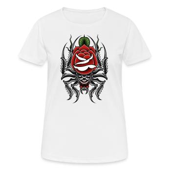 Araignée de tatouage old school avec rose - T-shirt respirant Femme - blanc - Devant - AI Model Female 172 dark (172cm)