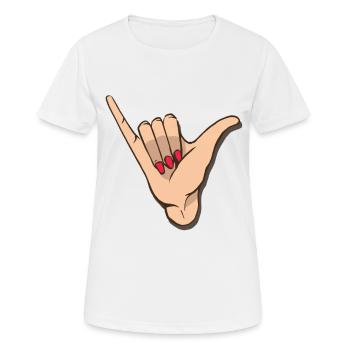 Was geht? Cooles Handzeichen, Nagellack - Frauen T-Shirt atmungsaktiv - Weiß - Vorne - AI Model Female 172 dark (172cm)