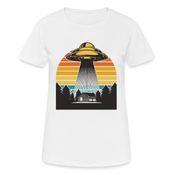 Ufo - Frauen T-Shirt atmungsaktiv - Weiß - Vorne - AI Model Female 172 dark (172cm)