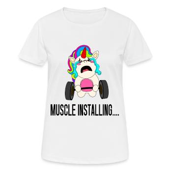 Les muscles installent.... - T-shirt respirant Femme - blanc - Devant - AI Model Female 172 dark (172cm)