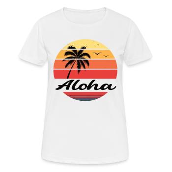 Palm aloha - Women's Breathable T-Shirt - white - Front - AI Model Female 172 dark (172cm)
