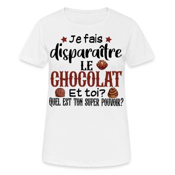 Chocolat Choco Cadeau Humour Noël Gourmand - T-shirt respirant Femme - blanc - Devant - AI Model Female 172 dark (172cm)