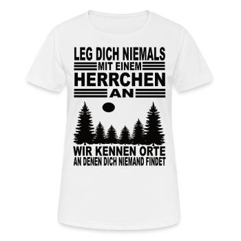 Leg Dich Niemals Mit Einem Herrchen an - Frauen T-Shirt atmungsaktiv - Weiß - Vorne - AI Model Female 172 dark (172cm)